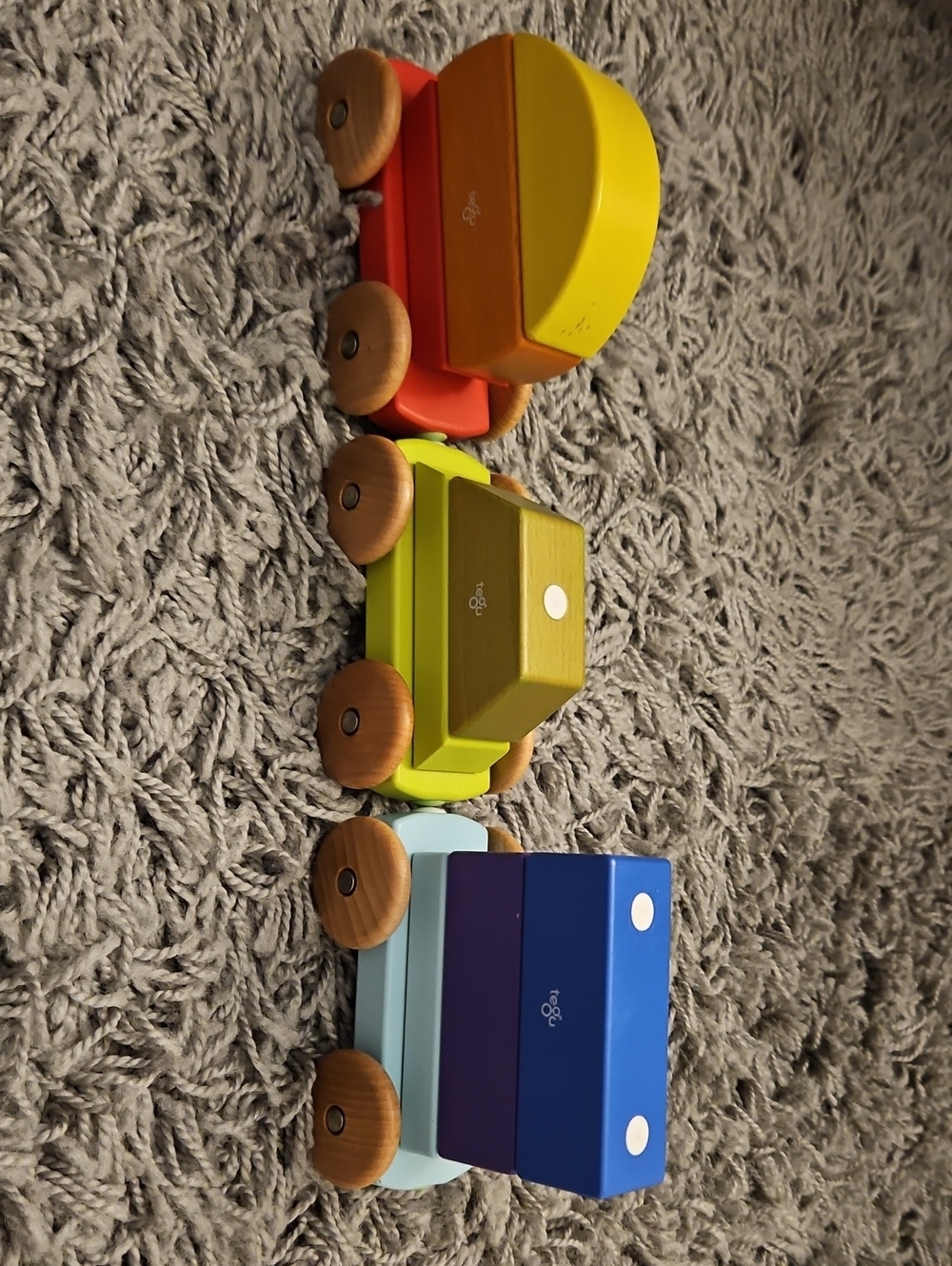 Tegu Colorful Wooden Toy Car Trio